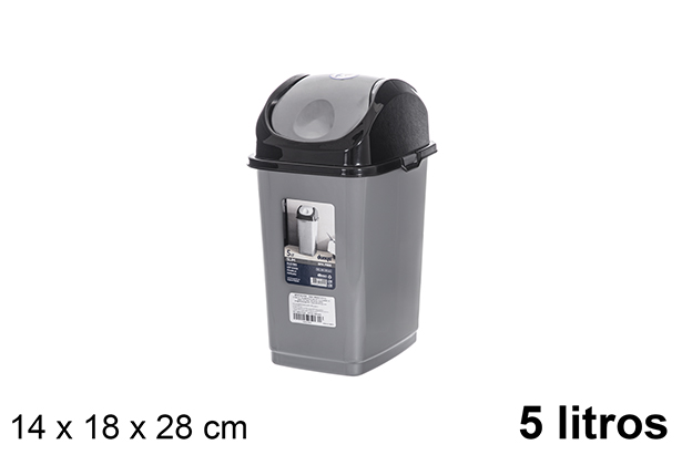 [120829] Contentor Slim preto/cinzento com tampa basculante 5 litros
