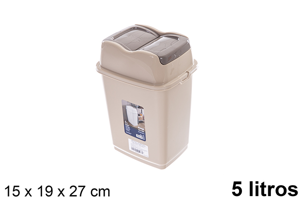 [120836] Easy beige tilting lid bin 5 liters