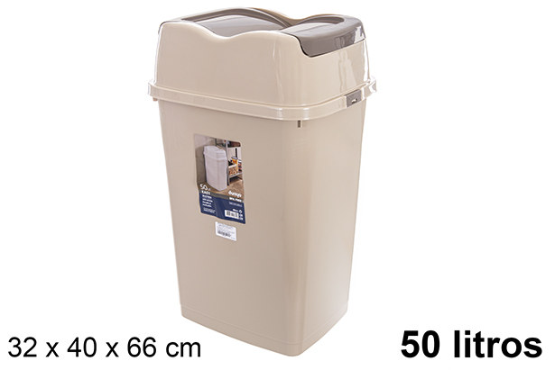 [120841] Pattumiera Easy beige con coperchio ribaltabile 50 litri