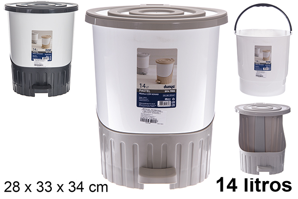 Papelera con pedal color pastel 14 l.