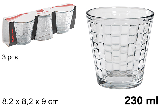 Pack 3 vasos cristal agua Marsella 230 ml