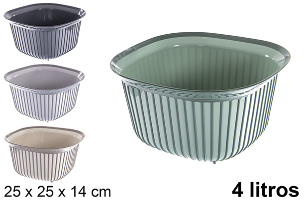 Bowl plástico cuadrado 4 l.