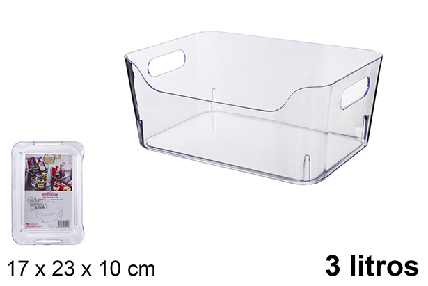 Transparent plastic organizing basket 3 l.