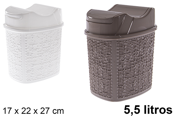 [120937] Poubelle en plastique avec couvercle basculant 5,5 l.