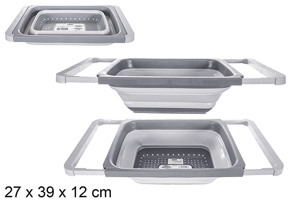 Escurridor plástico plegable rectangular gris