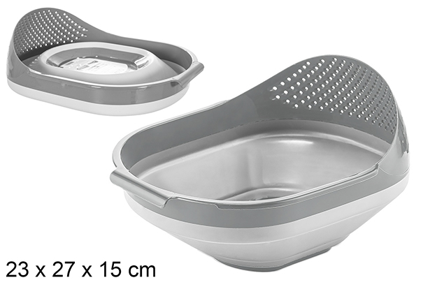 Bowl con escurridor plástico plegable gris