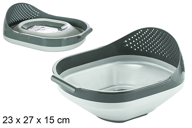 Bowl con escurridor plástico plegable verde
