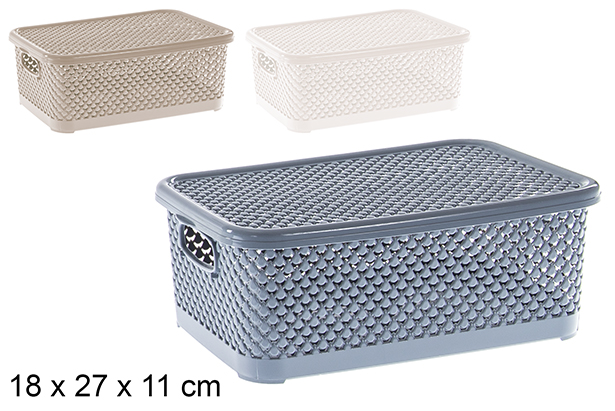 [120959] Boîte de rangement en plastique avec couvercle Diamond