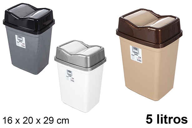 [120986] Lixeira de plástico com tampa articulada Butterfly 5 l.