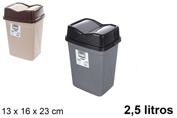 Pattumiera in plastica con coperchio basculante Butterfly 2,5 l.
