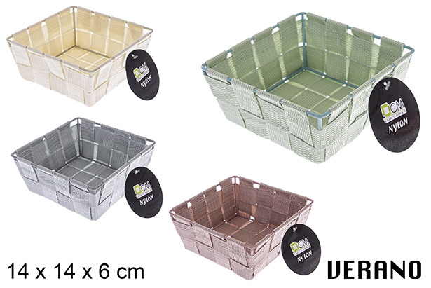 Panier en nylon couleur Verano 14x14x6 cm