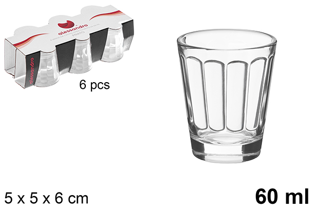 Pack 6 vasos chupito cristal Prato 60 ml