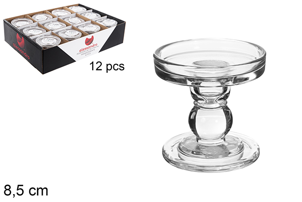 Bougeoir en verre transparent 8,5 cm