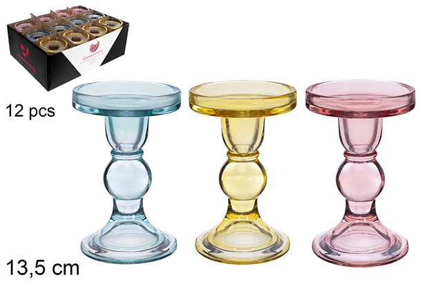 Colored glass candle holder 13,5 cm