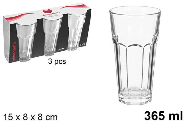 Pack 3 vasos cristal agua Casablanca 365 ml