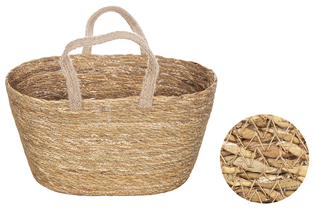 Medium seagrass basket with short jute handle
