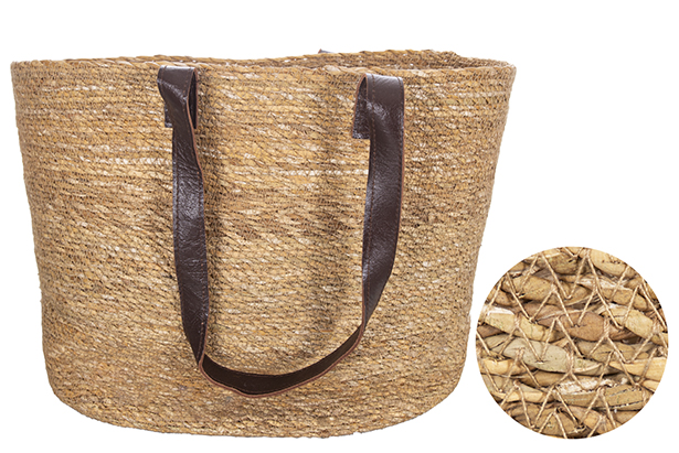 Capazo seagrass grande con asa larga cuero