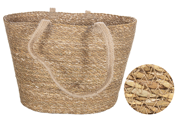 Large seagrass basket with long jute handle