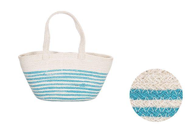 Small jute basket with short handle white/green