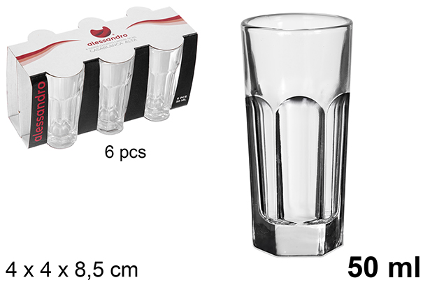 Pack 6 vasos chupito alto cristal Casablanca 50 ml