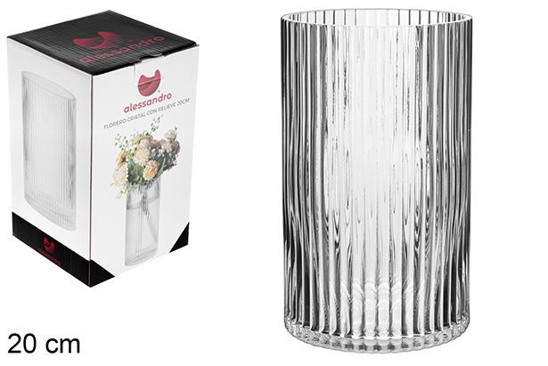 Florero cristal con relieve 20 cm