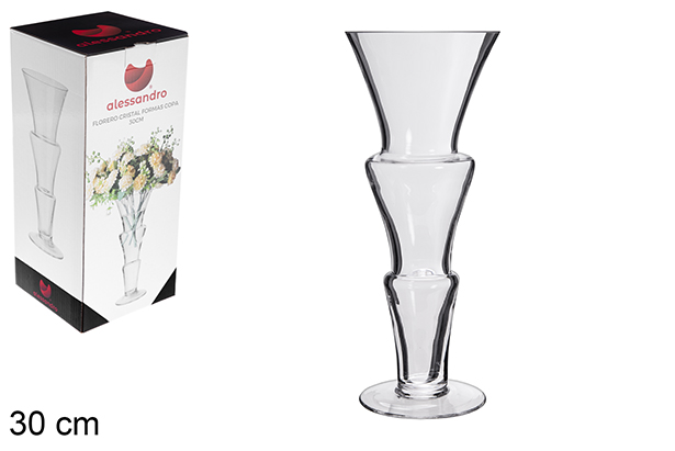 Florero cristal forma copa 30 cm