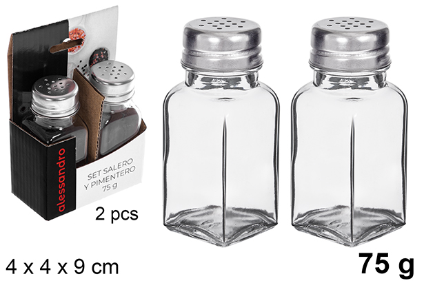 Pack 2 salière - poivrière en verre 75 gr.