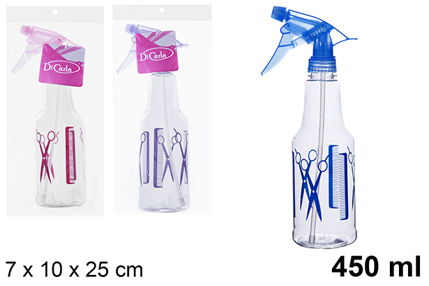 [121264] Flacone in plastica con spruzzatore colore da parrucchiere 450 ml