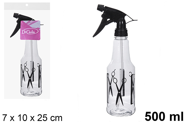 Hairdresser plastic bottle with black sprayer 500 ml