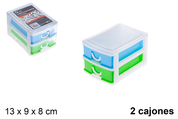 Mini commode en plastique colorée 2 tiroirs
