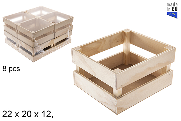 Caja madera rectangular listones pequeña 22x20x12,5 cm