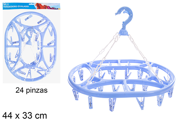 [121305] Varal plástico oval com 24 clipes
