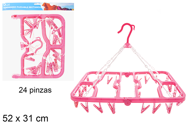 [121308] Tendedero plegable plástico rectangular 24 pinzas