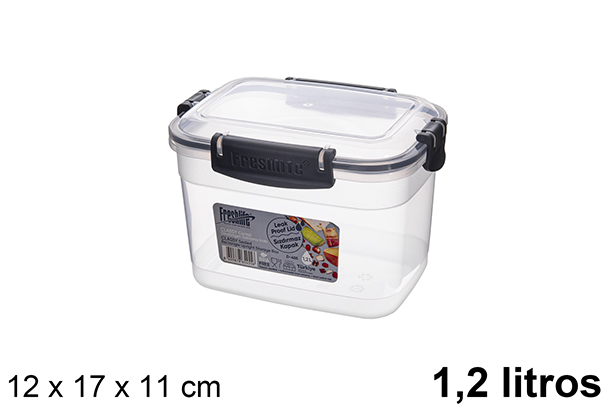 Rectangular airtight plastic lunch box 1,2 l.