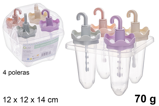 Pack 4 poleras forma de paragua 70 gramos