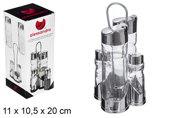 Set 4 piezas aceitera cristal