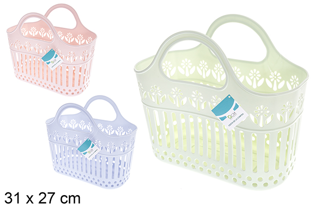 [121359] Plastic basket assorted colors 31x27 cm