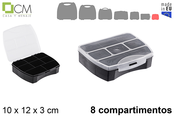 [121380]  Plastic organizer box with 8 black compartments