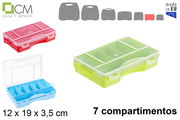 Scatola organizzativa in plastica con colori assortiti a 7 scomparti