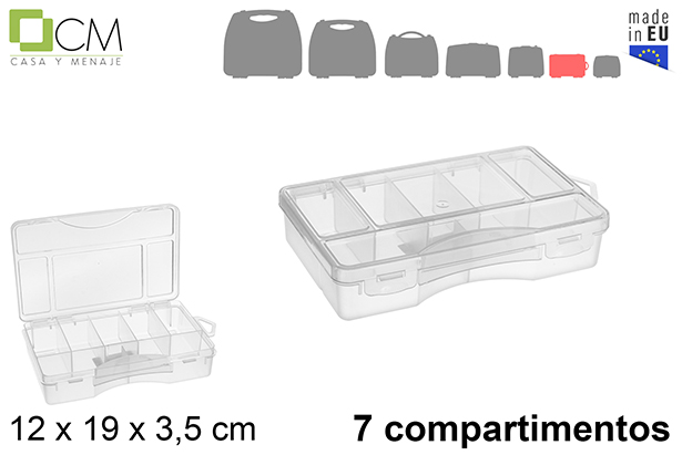 Scatola portaoggetti in plastica con 7 scomparti trasparenti