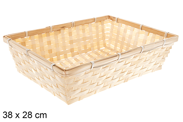 Rectangular natural bamboo planter 38x28 cm