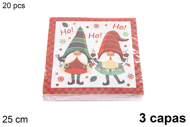 Pack 20 servilletas 3 capas decoradas Navidad 25 cm