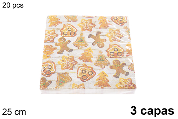 Pack 20 tovaglioli 3 veli decorati natalizi 25 cm