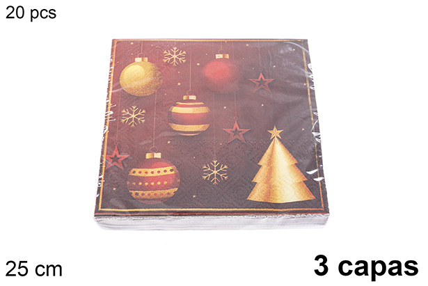 Pack 20 servilletas 3 capas decoradas Navidad 25 cm