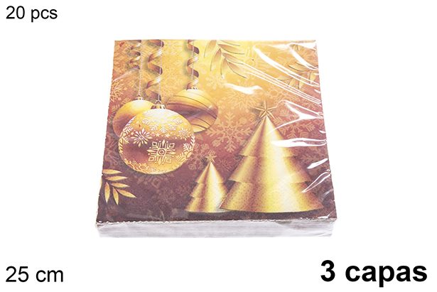 Pack 20 serviettes 3 épaisseurs décorées Noël 25 cm