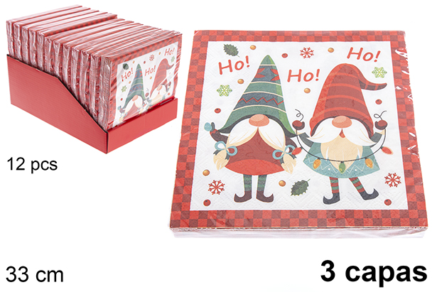 Pack 20 servilletas 3 capas decoradas Navidad 33 cm