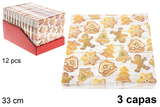 Pack 20 servilletas 3 capas decoradas Navidad 33 cm