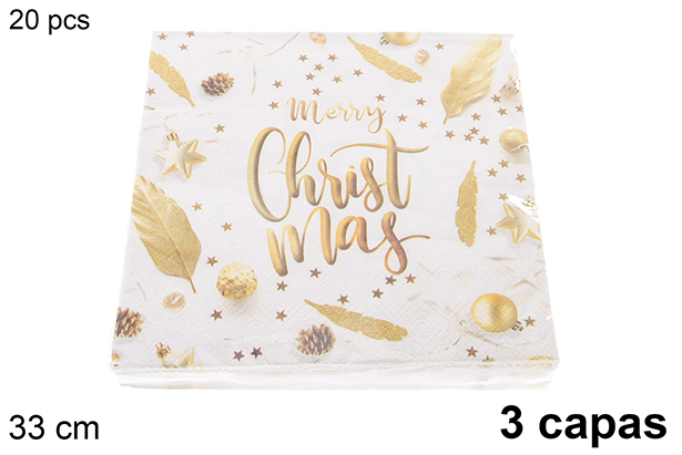 Pack 20 guardanapos decorados de Natal com 3 folhas de 33 cm