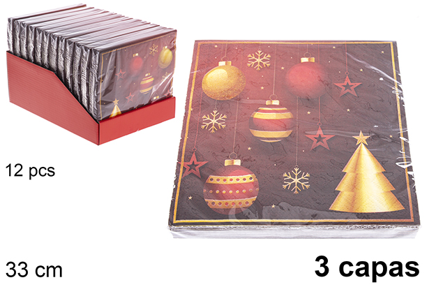 Pack 20 servilletas 3 capas decoradas Navidad 33 cm
