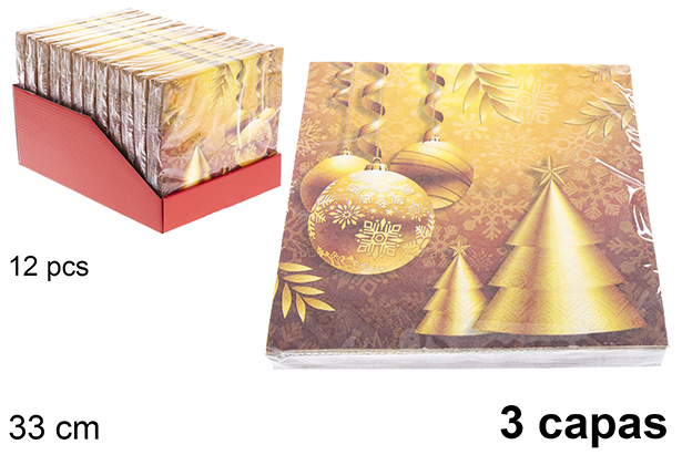 Pack 20 servilletas 3 capas decoradas Navidad 33 cm